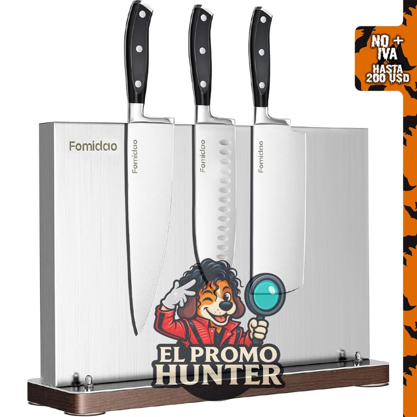 4PSC Juego de cuchillos de cocina japoneses de acero de alto carbono con soporte magnético.
