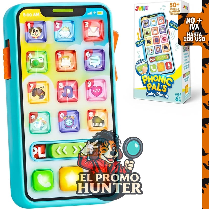 JOYIN Teléfono celular educativo con 4 modos de juego y más de 50 frases para bebés de 6 a 12 meses.
