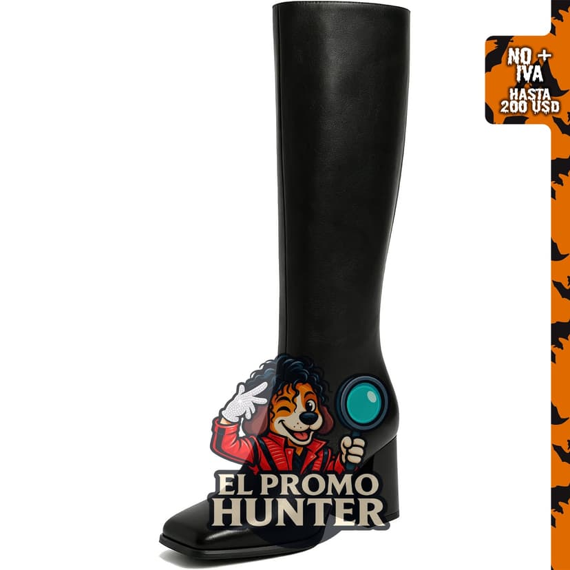 Botas altas hasta la rodilla para mujer, punta cuadrada.