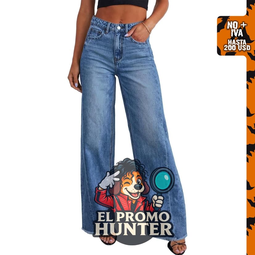 Sidefeel Jeans de pierna ancha para mujer, de tiro alto y denim elástico.
