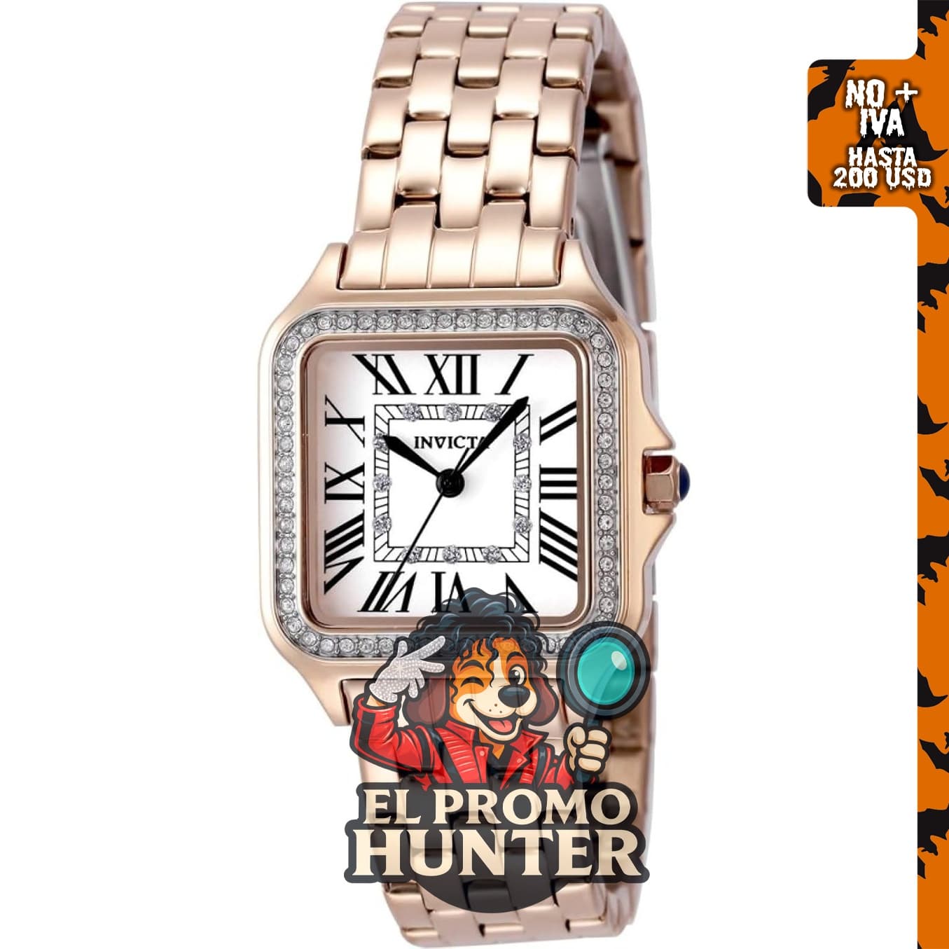 Reloj Invicta Angel Lady 1.102 en acero inoxidable con acabado en oro rosa y esfera de PC21J, movimiento de cuarzo.
