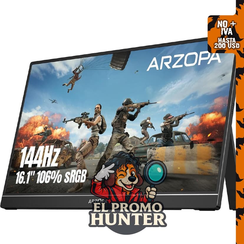 ARZOPA Monitor portátil de 16.1" (41 cm) con resolución 1080P FHD y frecuencia de 144 Hz.