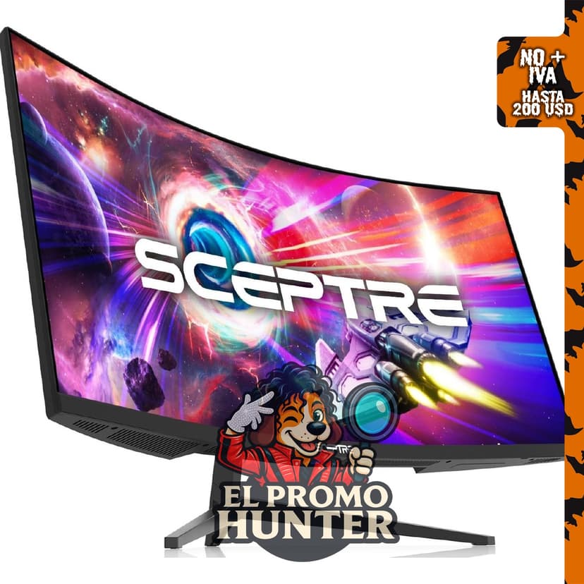 Monitor Sceptre WQHD ultraancho curvado de 34" (3440 × 1440), R1500, 180Hz/165Hz, DisplayPort x2, 99% sRGB, 1ms.