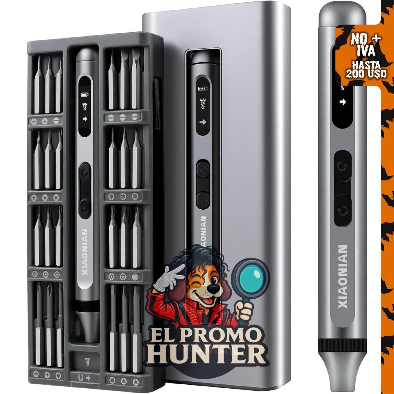 XIAONIAN Juego de destornilladores eléctricos 52 en 1, incluye mini destornillador de precisión de 3.7 V y 48 puntas magnéticas S2.