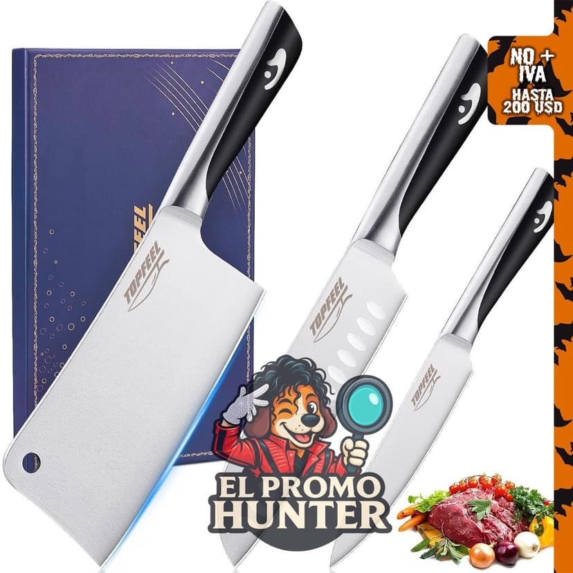 Juego de cuchillos de carnicero de 3 piezas, cuchillo alemán.