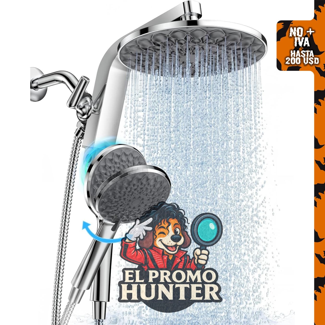HOPOPRO Cabezal de ducha de lluvia con mano, cabezal de ducha magnético.
