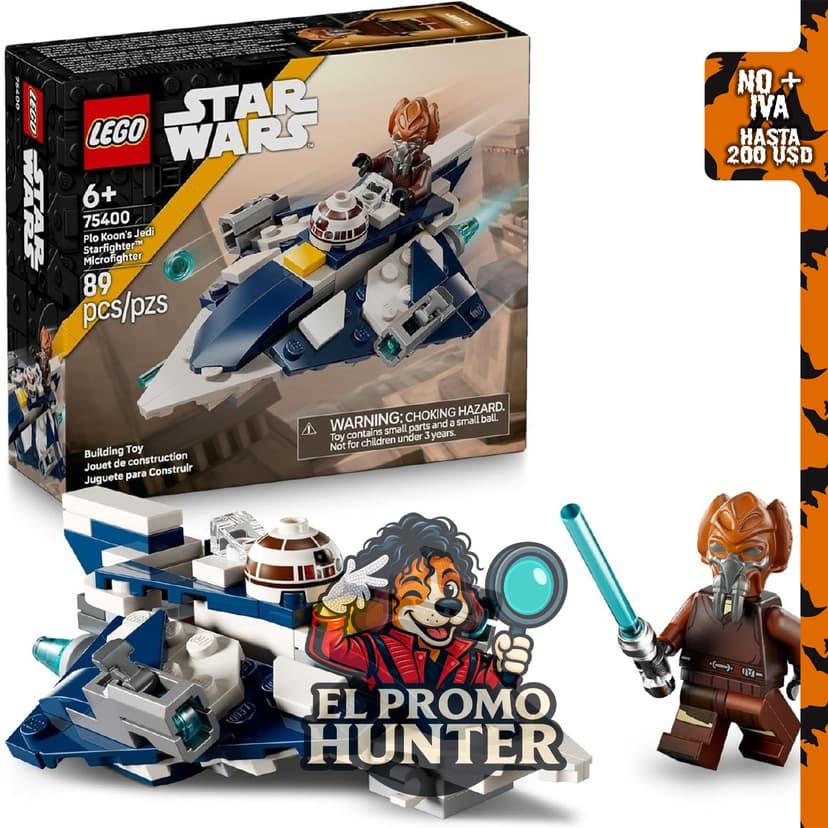 LEGO Star Wars Plo Koon's Jedi Starfighter Microfighter, juguete de construcción para niños.
