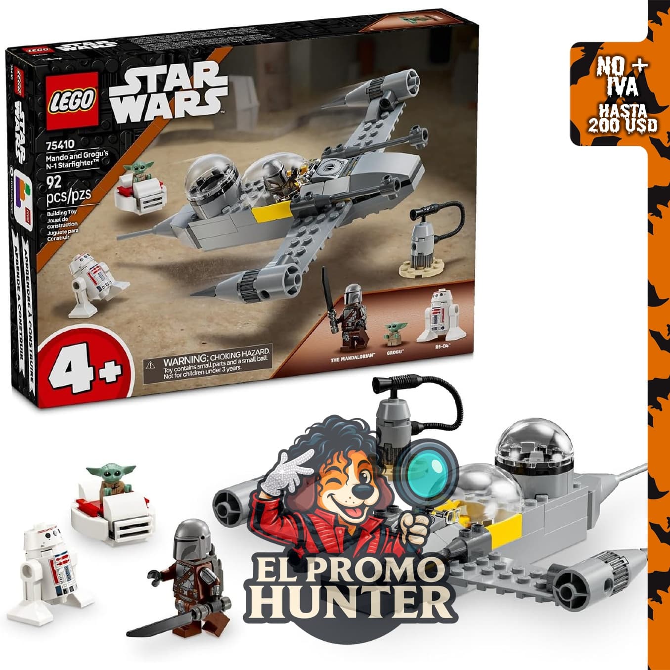 LEGO Star Wars: The Mandalorian Mando y Grogu's N-1 Starfighter, set de construcción para niños a partir de 4 años.