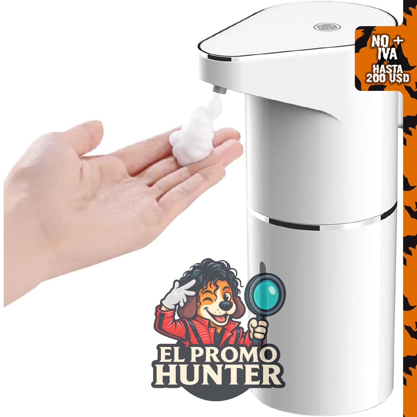 Dispensador automático de jabón de espuma Dnil, recargable por USB, 11.84 oz, montaje en pared.