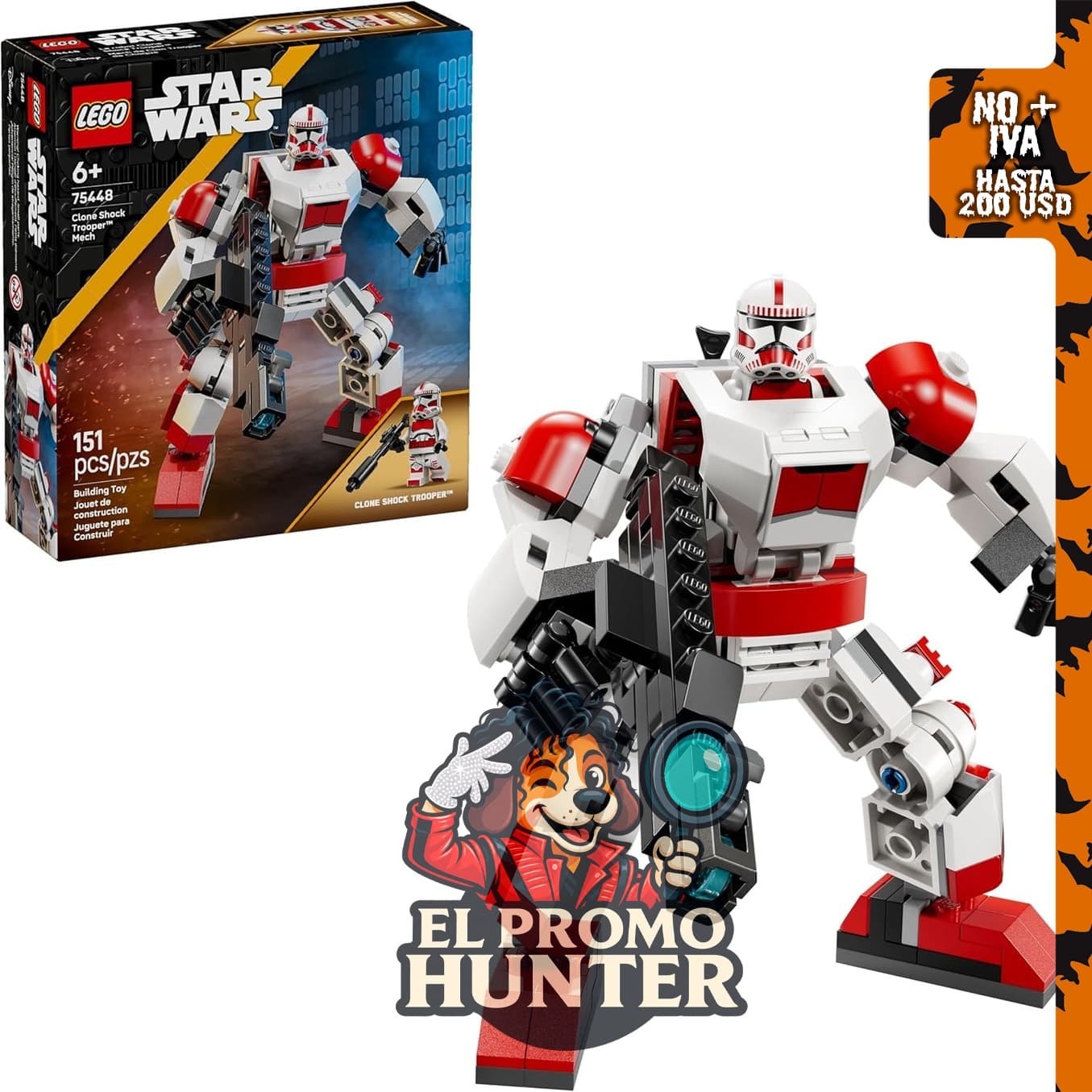 LEGO Star Wars Clon Shock Trooper Mech 75448, set de construcción de 305 piezas.