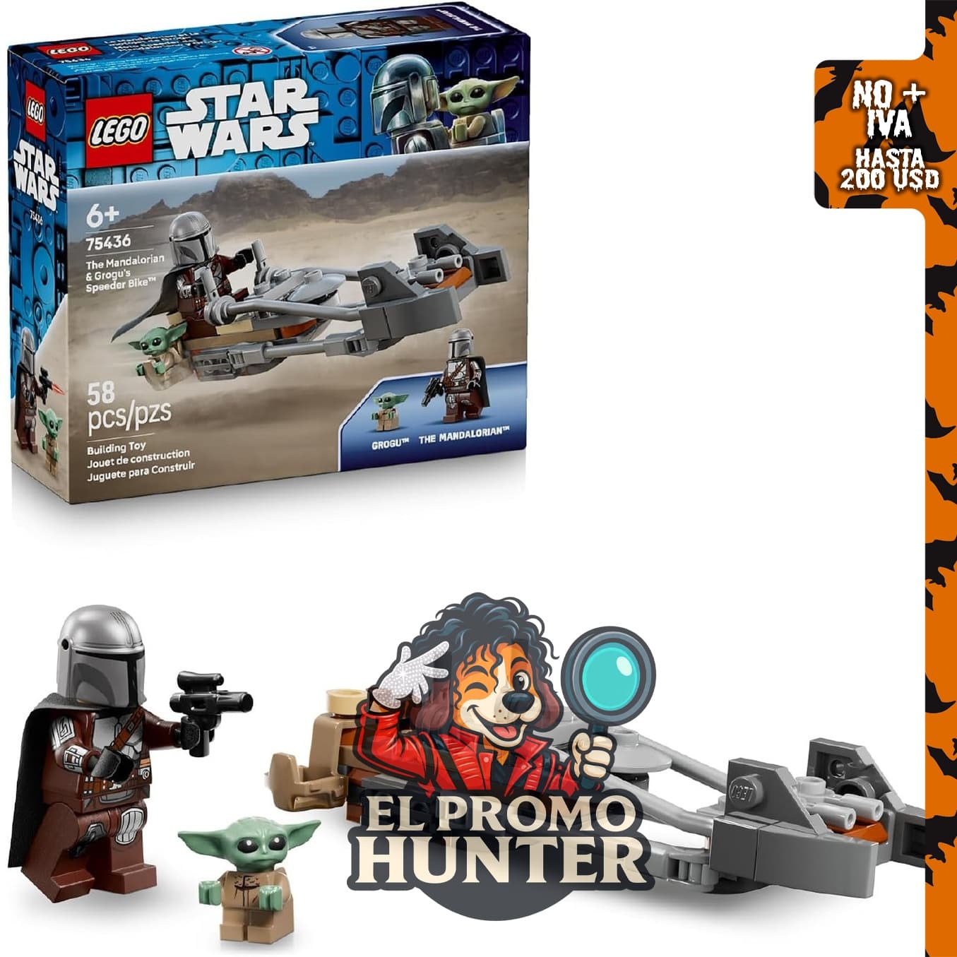 LEGO Star Wars 75436 - Bicicleta Speeder de The Mandalorian & Grogu's, juego de construcción.