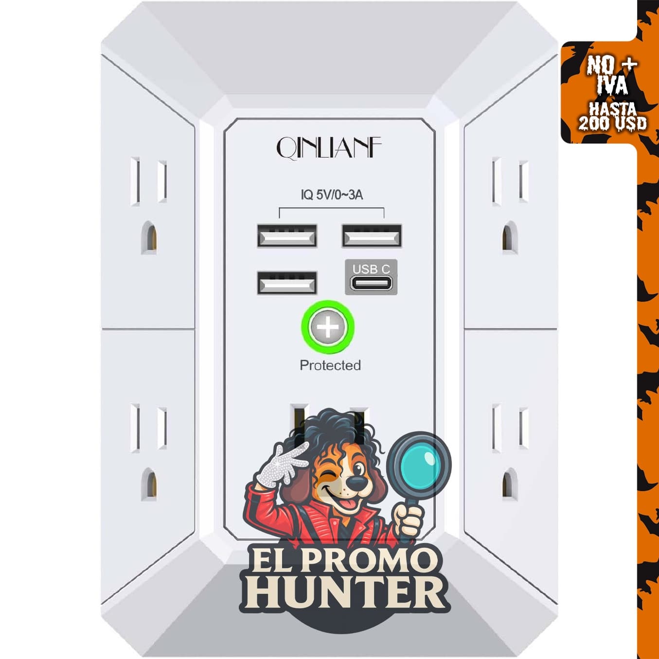QINLIANF Cargador de pared con protección contra sobretensiones.