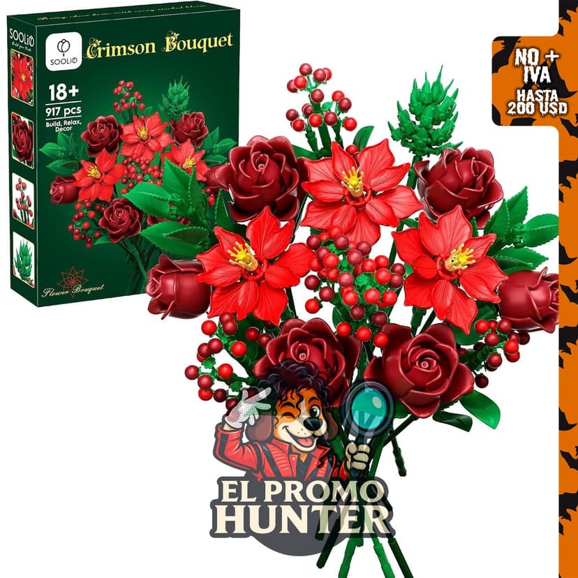 Juego de construcción de ramo de rosas navideñas para adultos.