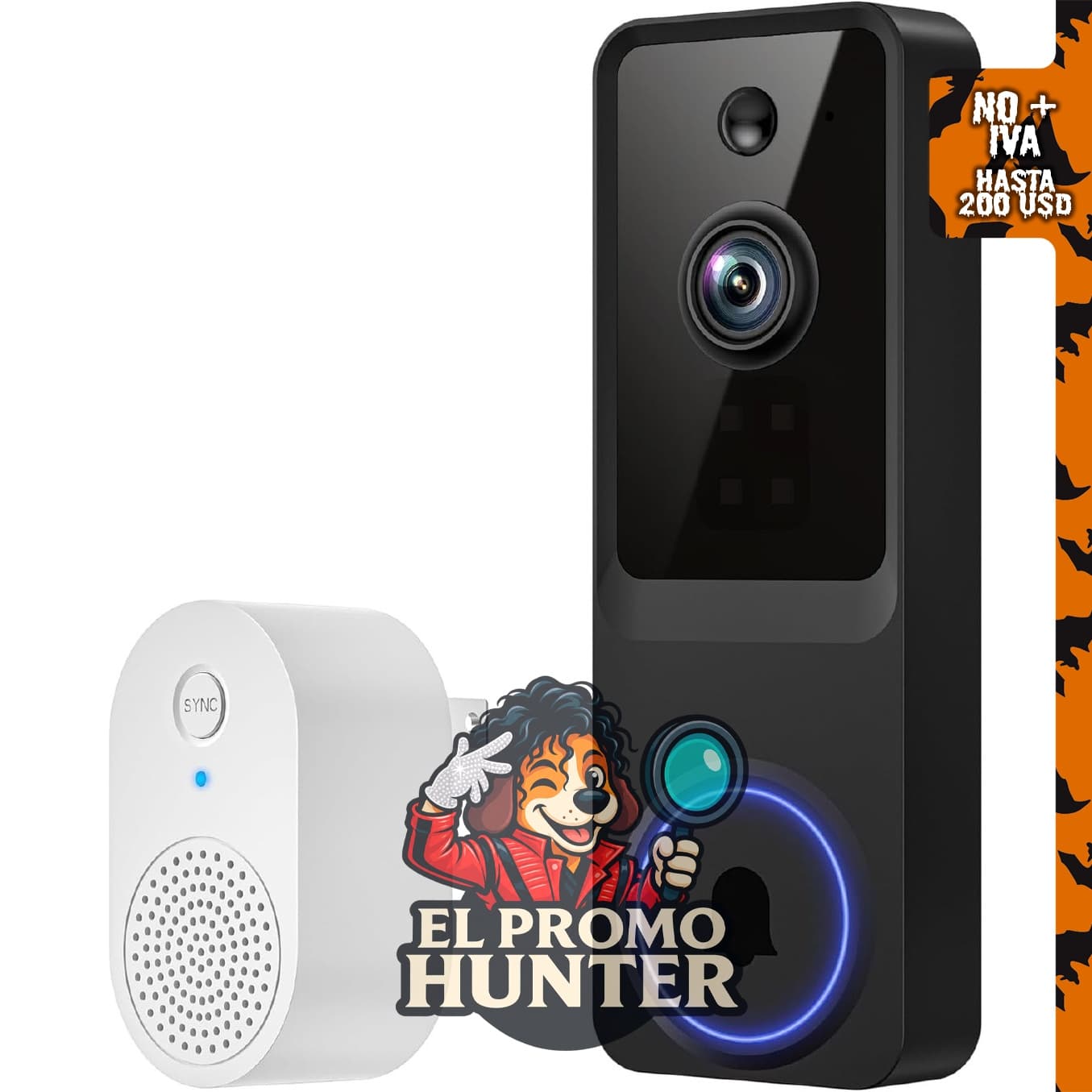 SoraNari Cámara de timbre inalámbrico 1080P HD con detección de movimiento y audio bidireccional.
