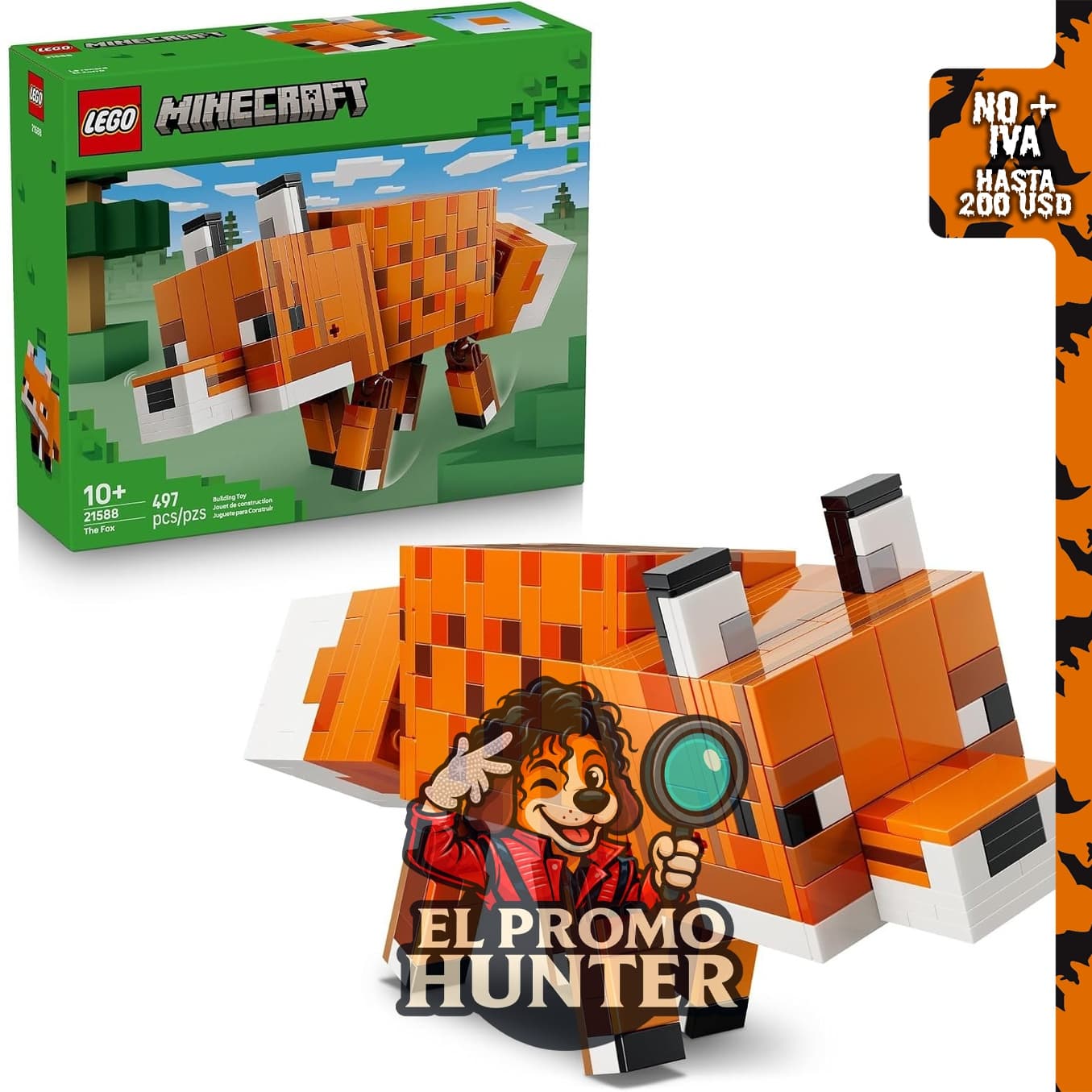 LEGO Minecraft El Zorro 21588, juego de construcción basado en el popular videojuego.