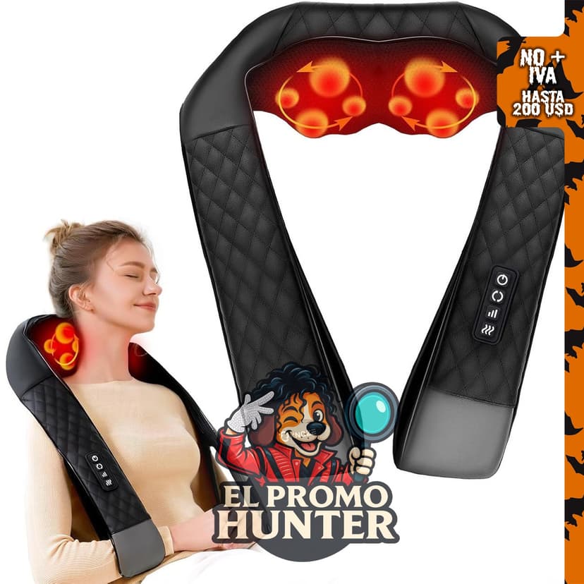Masajeador de cuello con calor, 4D para alivio de dolor muscular.