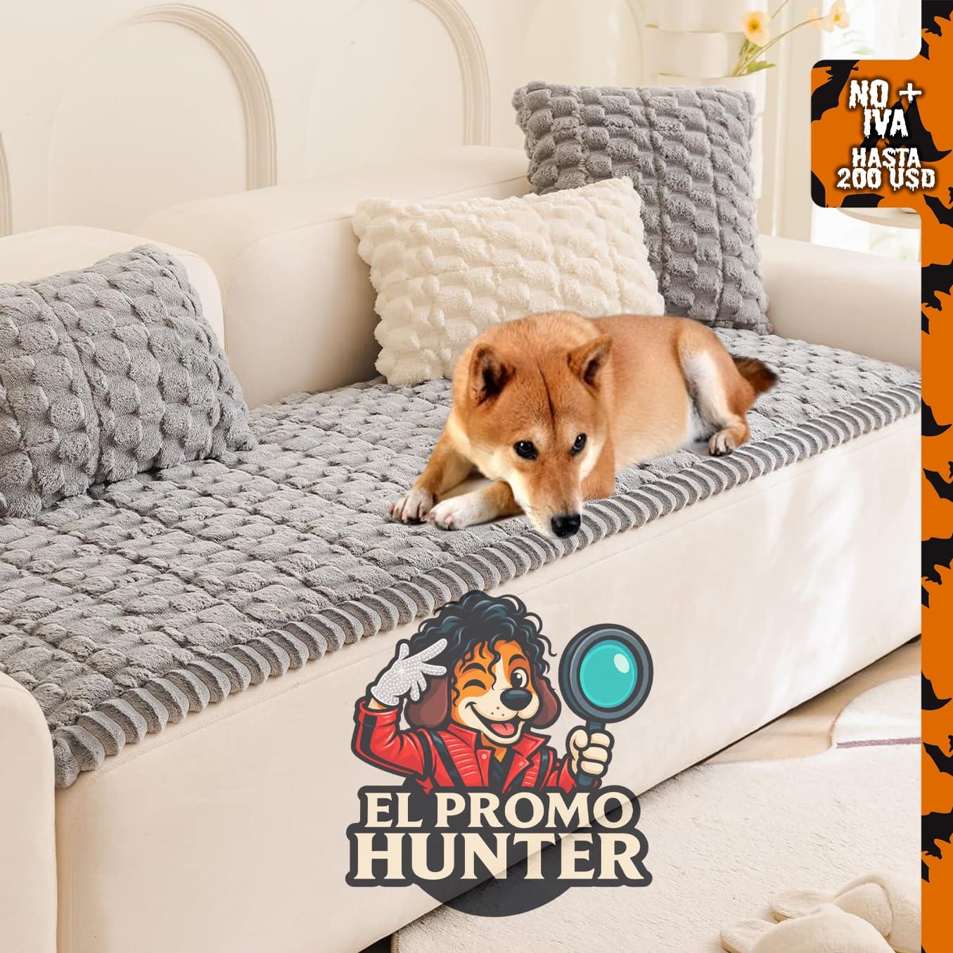 Fundas de sofá de felpa para mascotas, lavables y antideslizantes.