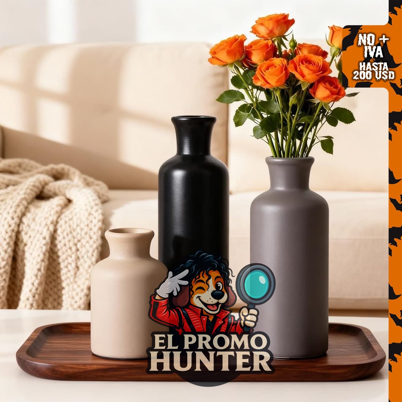 Juego de 3 jarrones de cerámica para decoración del hogar.