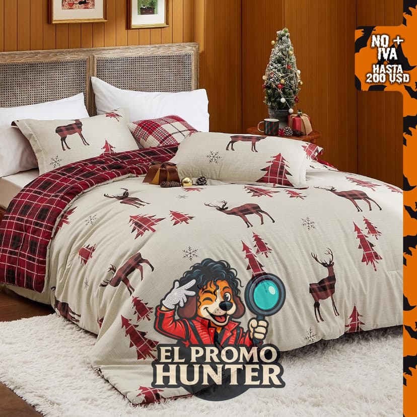 Bedsure Juego de Edredón de Navidad Queen, incluye 1 edredón reversible y 2 fundas.