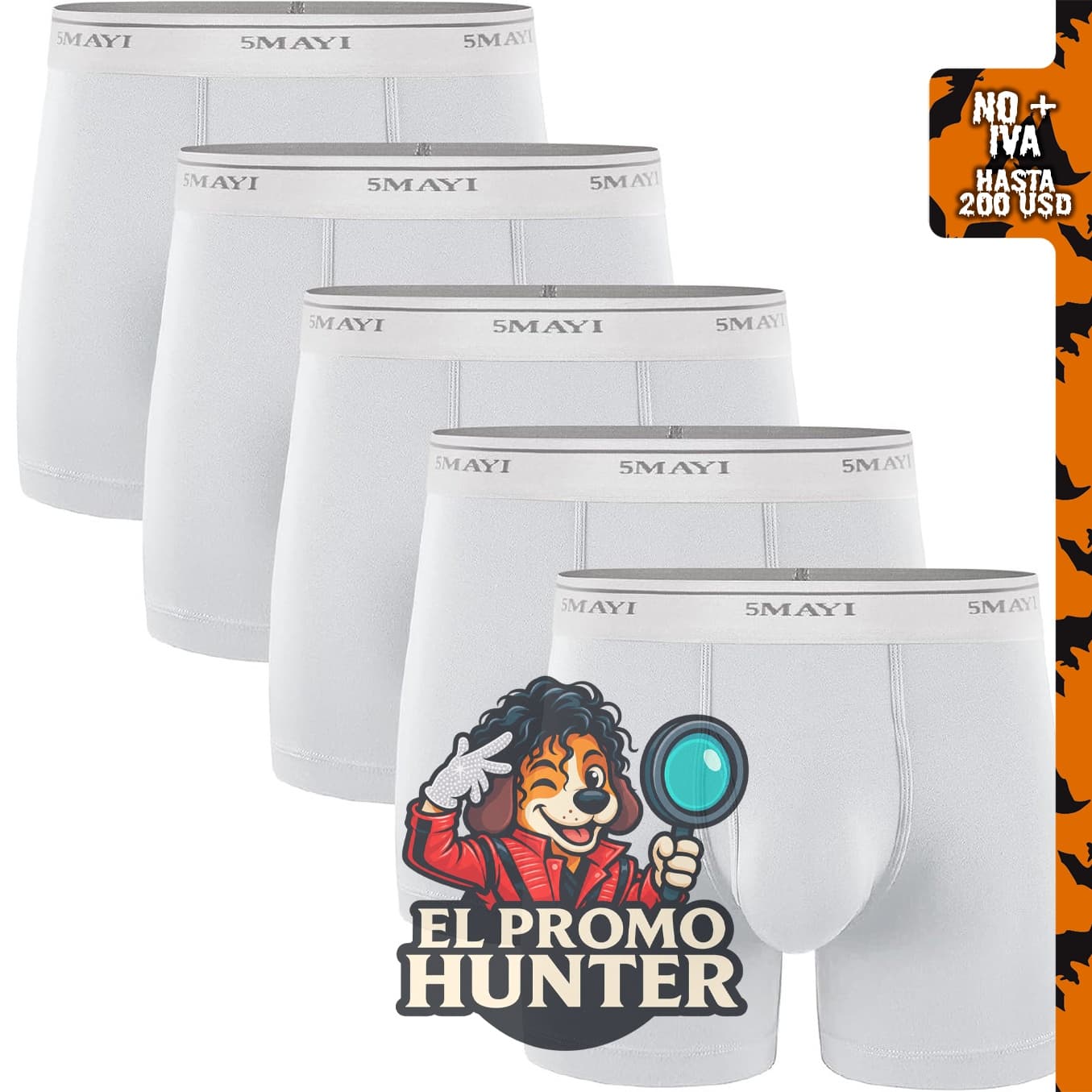 5Mayi calzoncillos tipo bóxer de algodón regular largos para hombre, paquete S, M, L, XL, XXL.