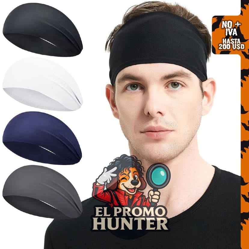 Diademas elásticas para hombres, paquete de 4 o 6, aptas para deportes como fútbol, ciclismo y baloncesto.