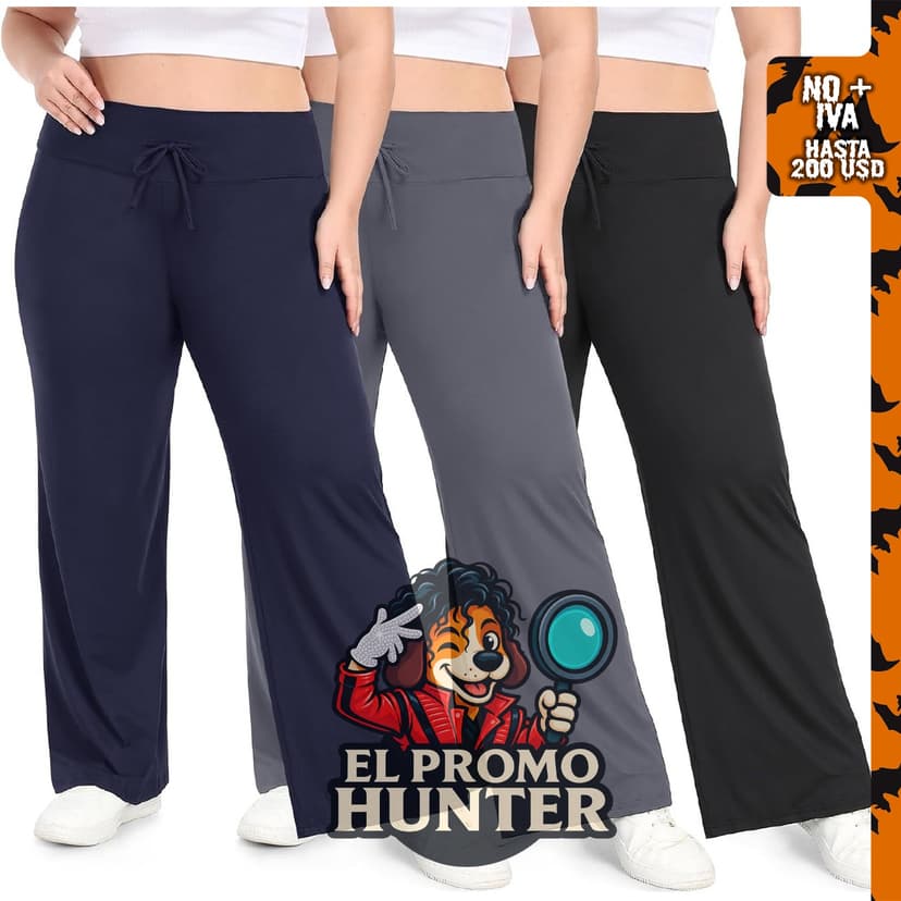 HLTPRO 3 Pack Pantalones de pijama de pierna ancha para mujer, talla grande, con bolsillos.