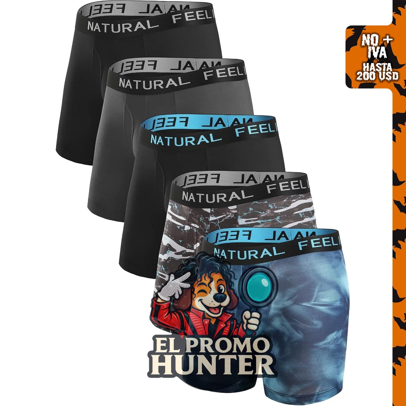 Natural Feelings Calzoncillos Tipo Boxer Coolzone para hombres, paquete elástico de rendimiento de secado rápido.