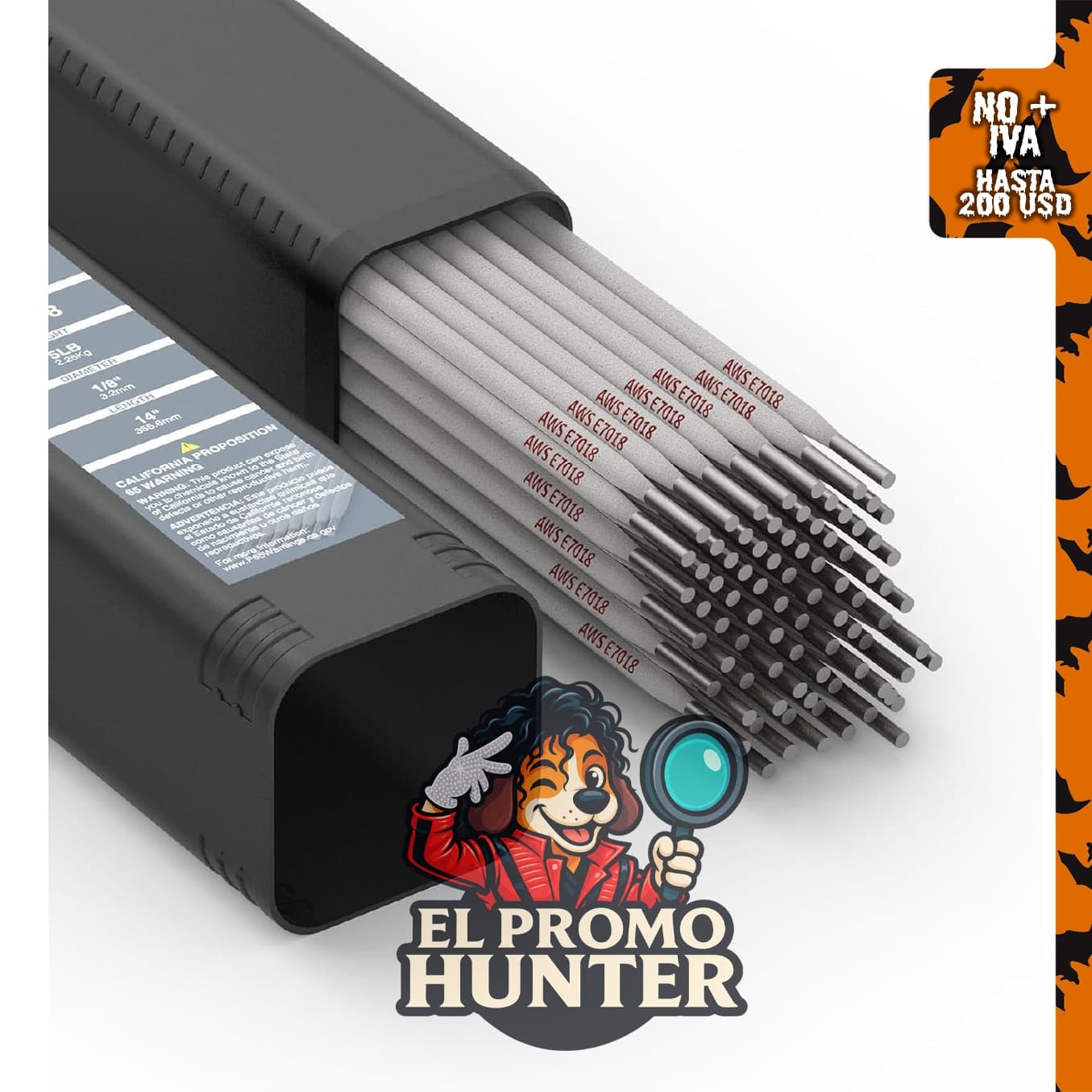 E7018 Varilla de soldadura 1/8" (5 lb) de acero al carbono con bajo hidrógeno.