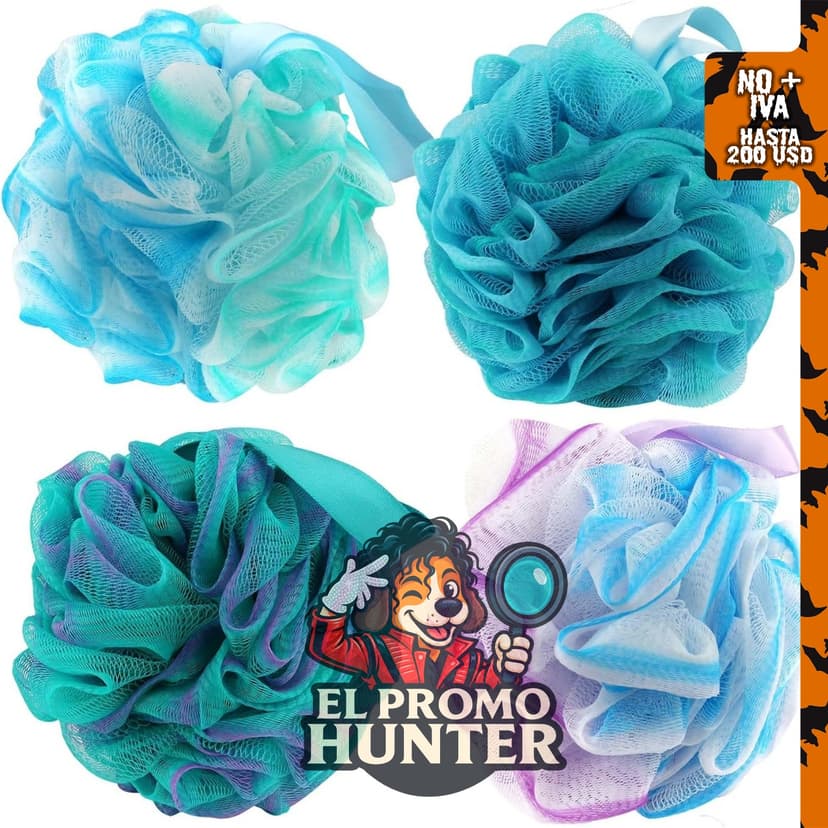 Juego de 4 esponjas de baño de luffa de 70 g, tamaño grande, para exfoliación y limpieza.