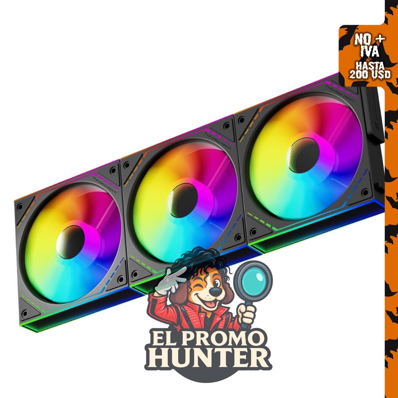 Ventilador de empalme inalámbrico Thermalright TL-M12Q-S X3, 12 cm, con efectos de iluminación ARGB.