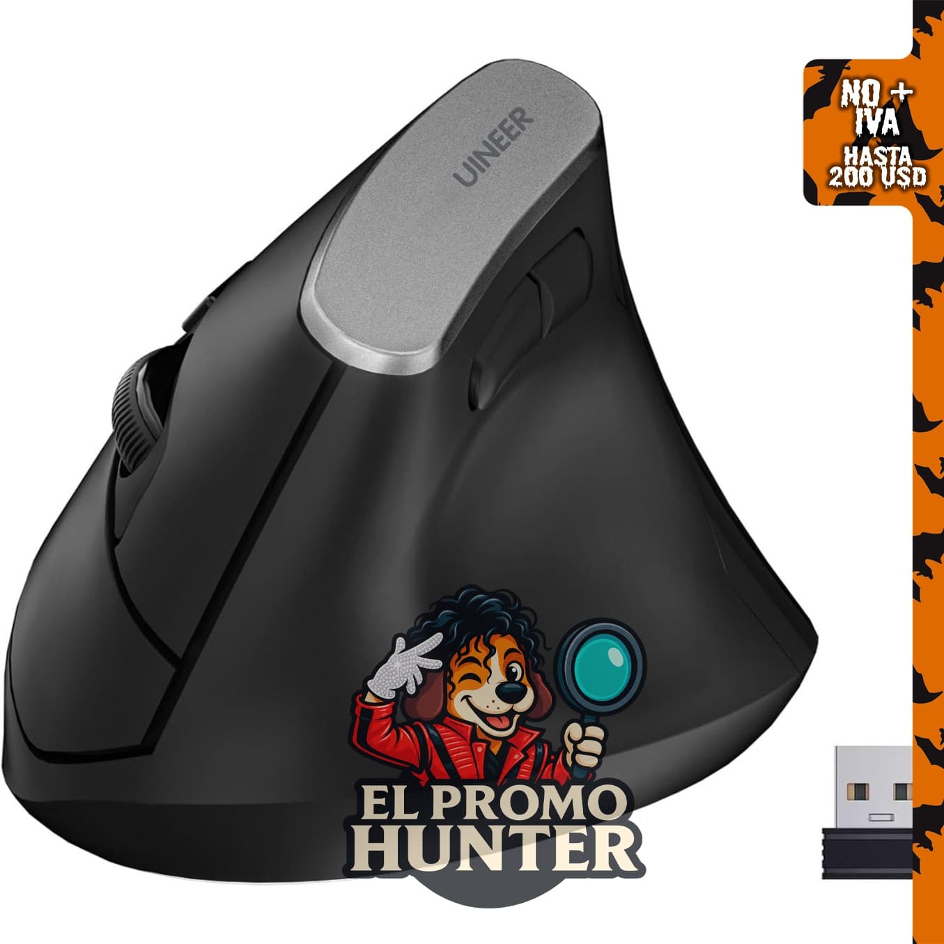 Uineer Ratón ergonómico vertical, mouse inalámbrico Bluetooth.