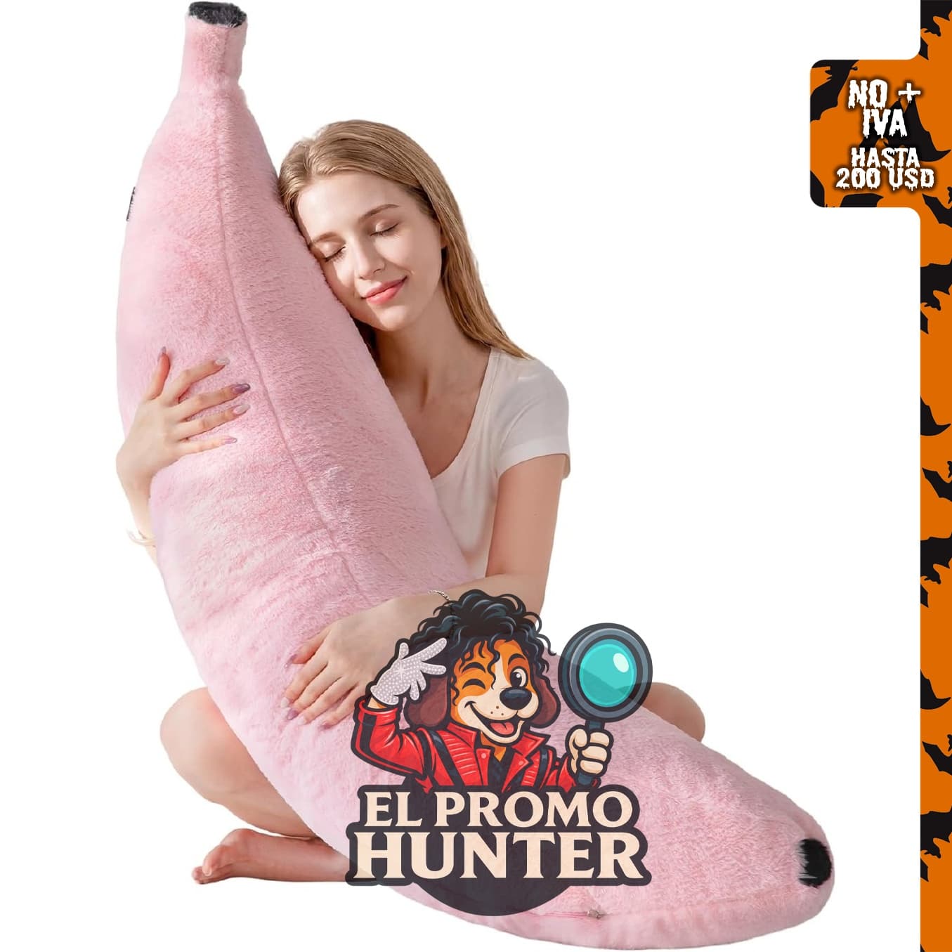 HIGOGOGO Almohada corporal de espuma viscoelástica en forma de plátano, funda extraíble.