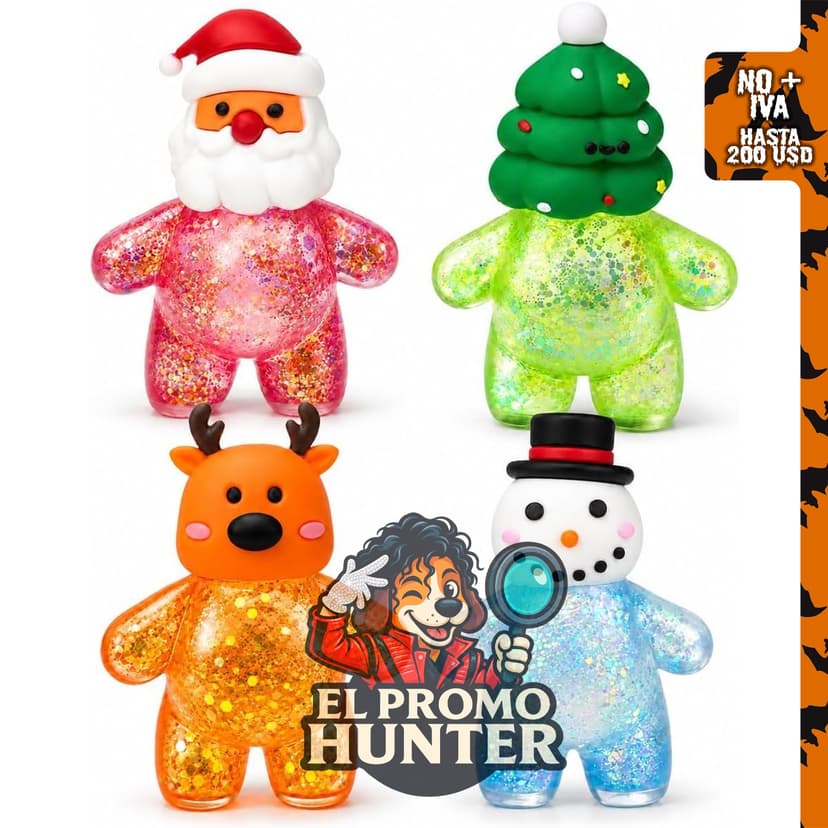 Set de 4 juguetes esponjosos de Navidad, incluye Papá Noel, muñeco de nieve, reno y árbol de Navidad.