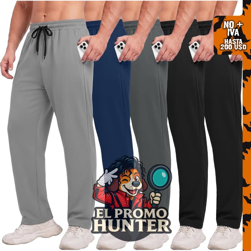 Paquete de 5 pantalones deportivos para hombre con bolsillos.