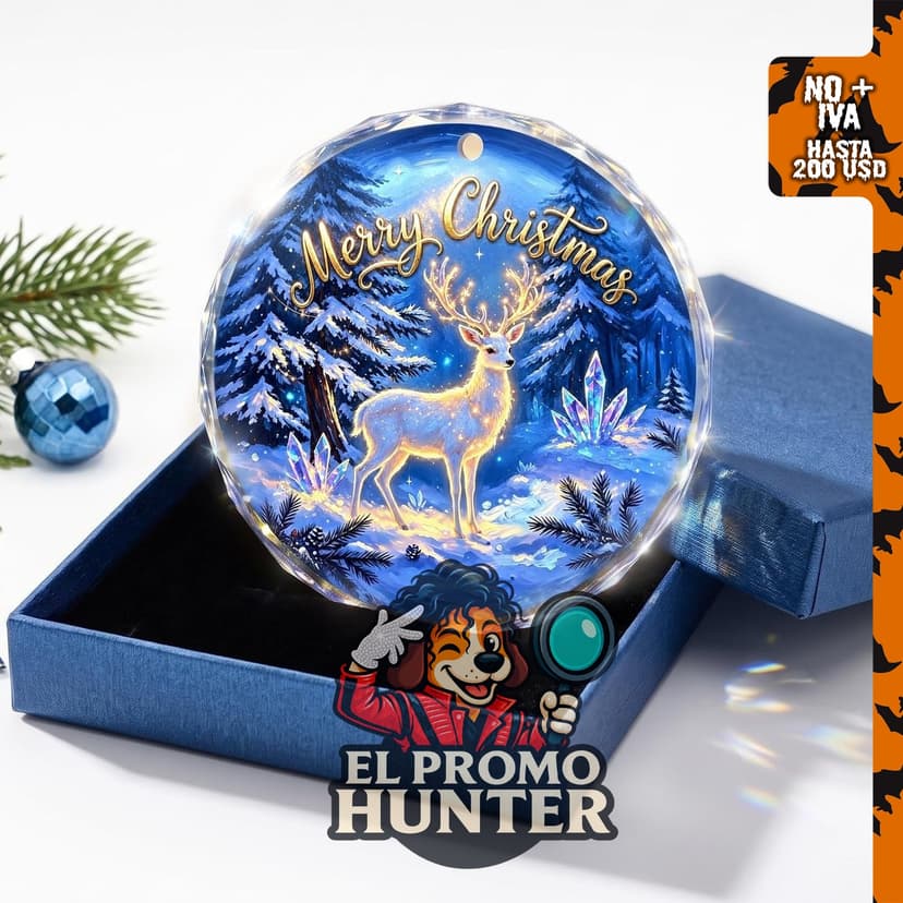 Adornos de Navidad KIBROFT, ciervo de cristal para decoración de árbol.