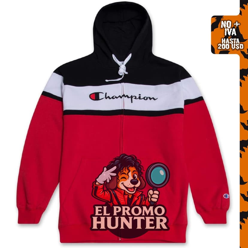 Champion Sudadera con capucha de cremallera completa para hombres grandes y altos, logotipo bordado.