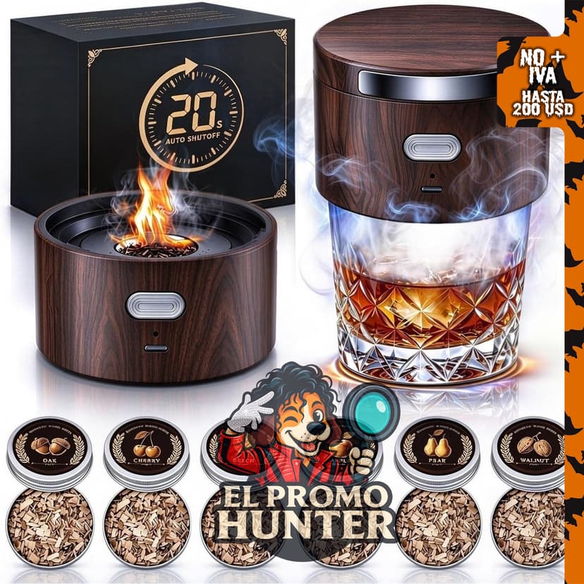 Kit de ahumador eléctrico para whisky con chips de madera de 6 sabores.