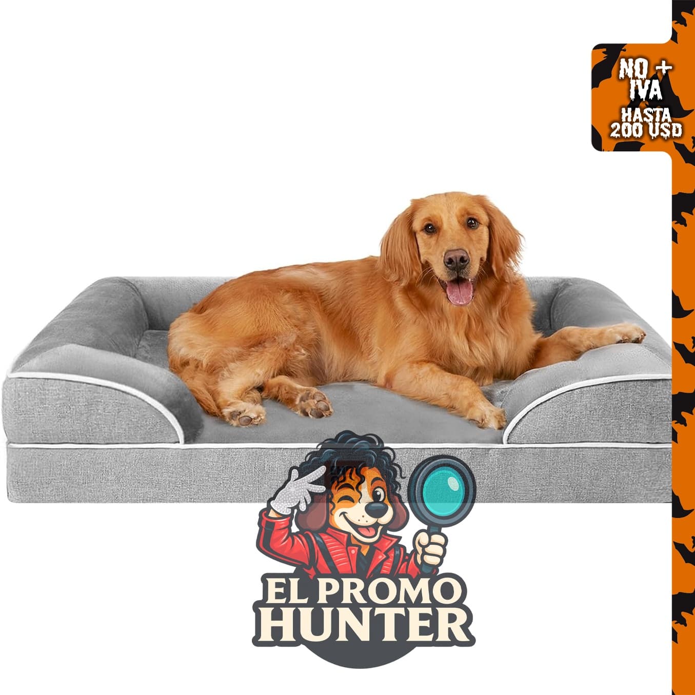 EHEYCIGA cama ortopédica impermeable de espuma viscoelástica para perros grandes, con lados y parte inferior antideslizante.
