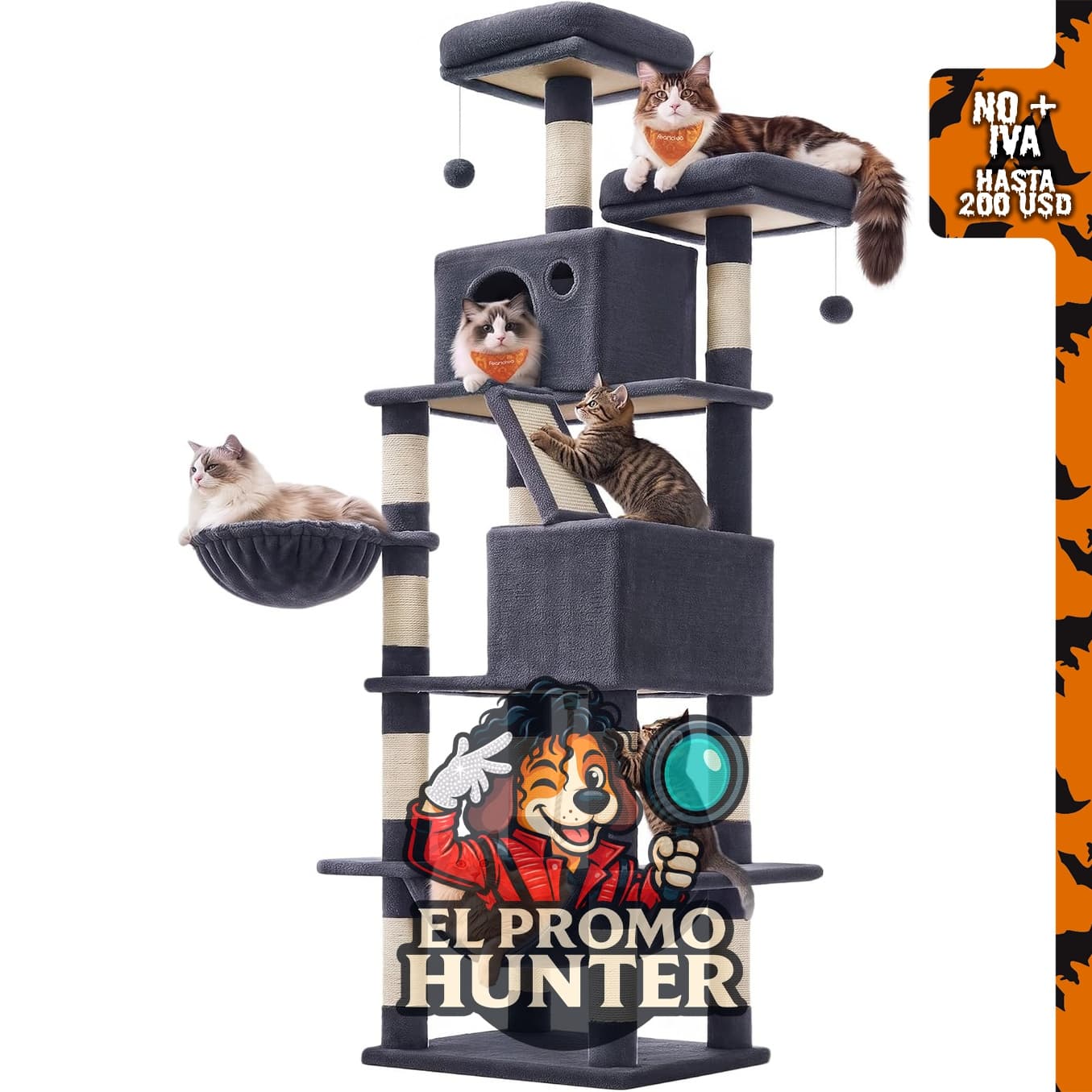 Feandrea Árbol para gatos, torre de 206 cm.