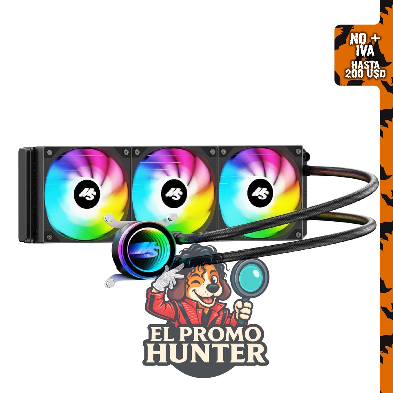 Minorsonic AIO Enfriador de CPU de 360 mm con bomba de rodamientos de cerámica y 3 ventiladores PWM ARGB.