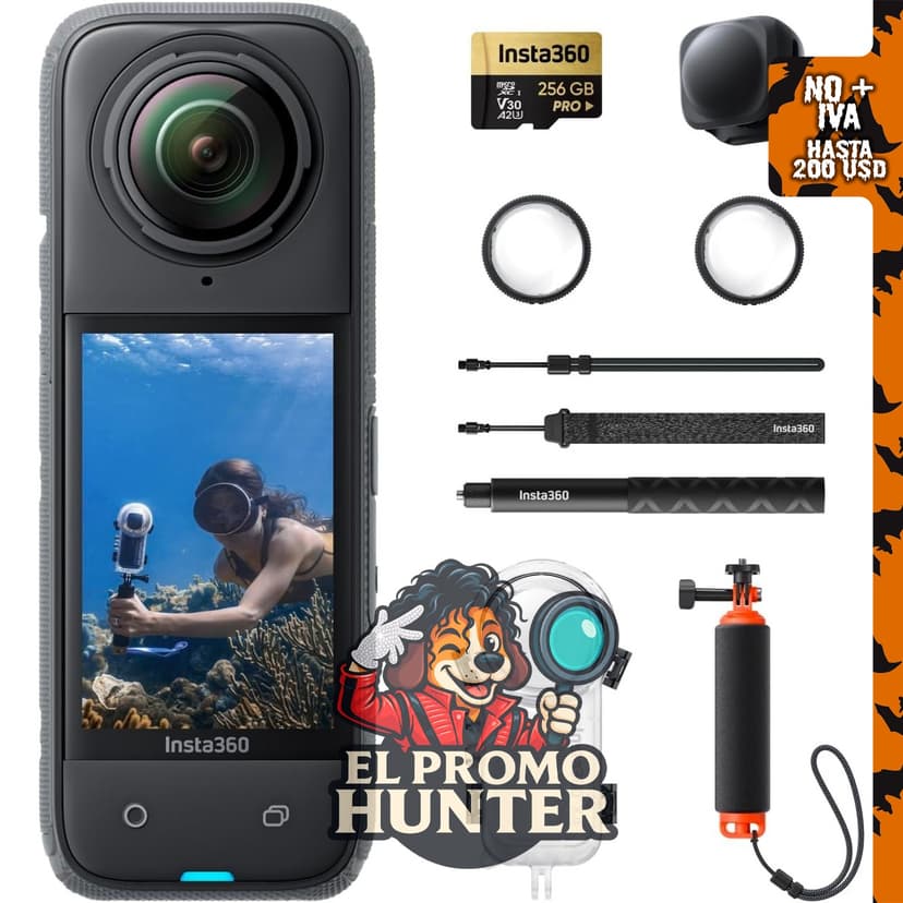 Insta360 X4 Paquete de buceo invisible, cámara de acción 360 impermeable con video de 8K y gran angular 4K.