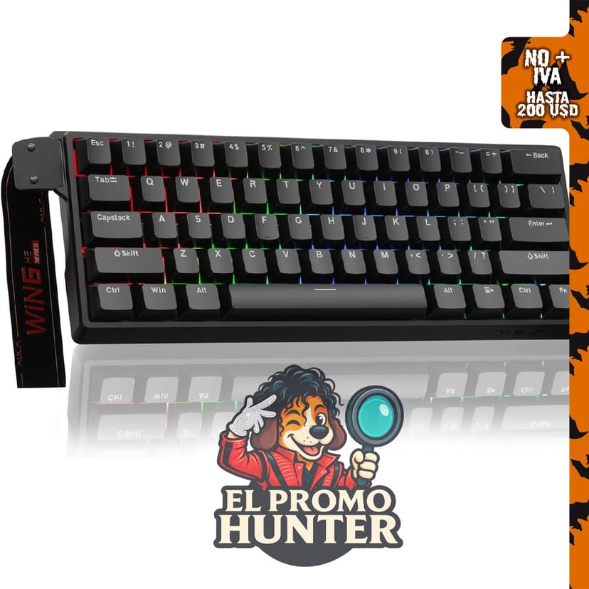 Aula WIN60 HE - Teclado mecánico 60% con cable, interruptor magnético intercambiable, RGB.