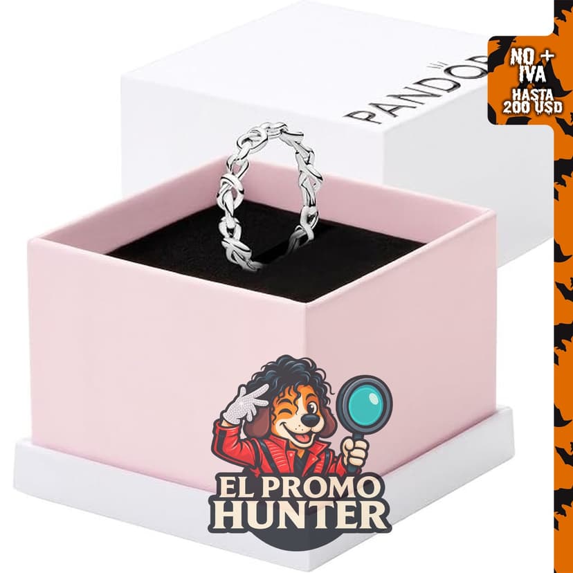Anillo Pandora de plata de ley con corazones anudados, tamaño 4.5.