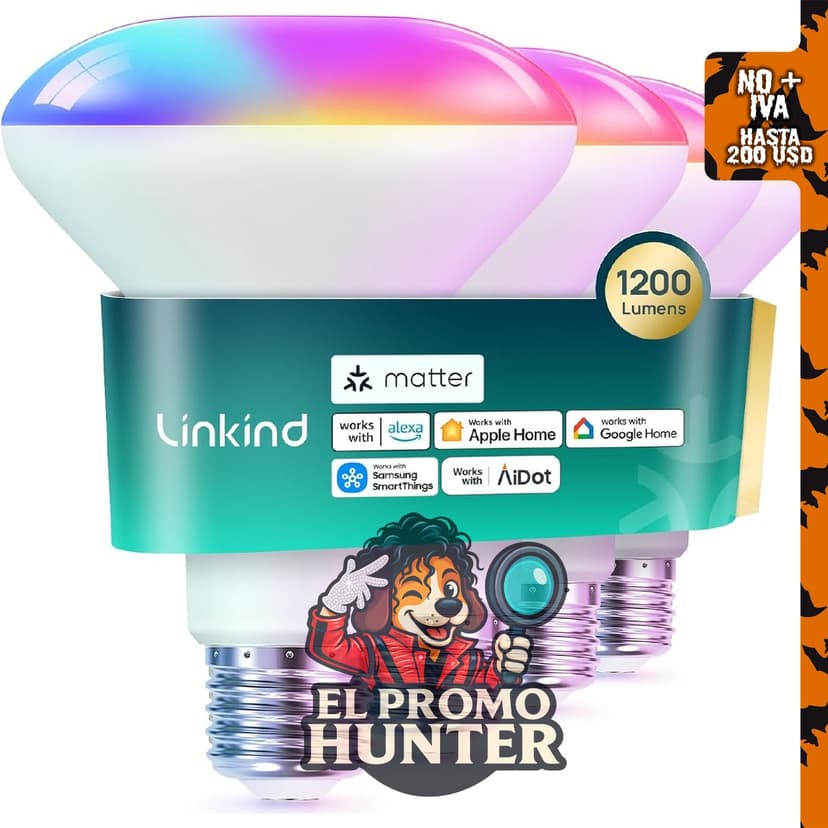 Linkind Matter BR30 Bombillas inteligentes, compatibles con Alexa, Apple y Google Home.
