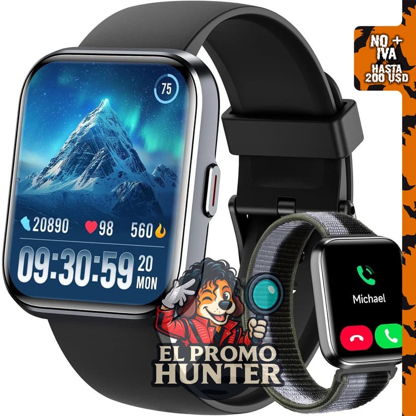 Smart Watch para hombres y mujeres, reloj inteligente de 1.8" con monitor de frecuencia cardíaca, sueño y SpO2.