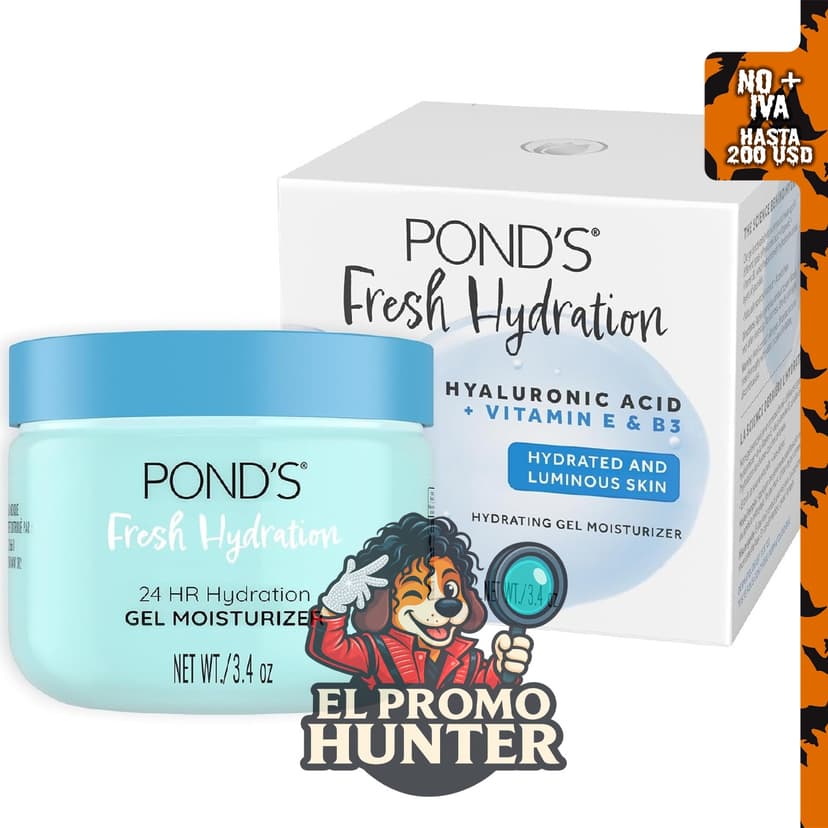 POND'S Fresh Hydration Gel Hidratante facial, 24 horas de hidratación con ácido hialurónico, vitamina E y niacinamida B3.