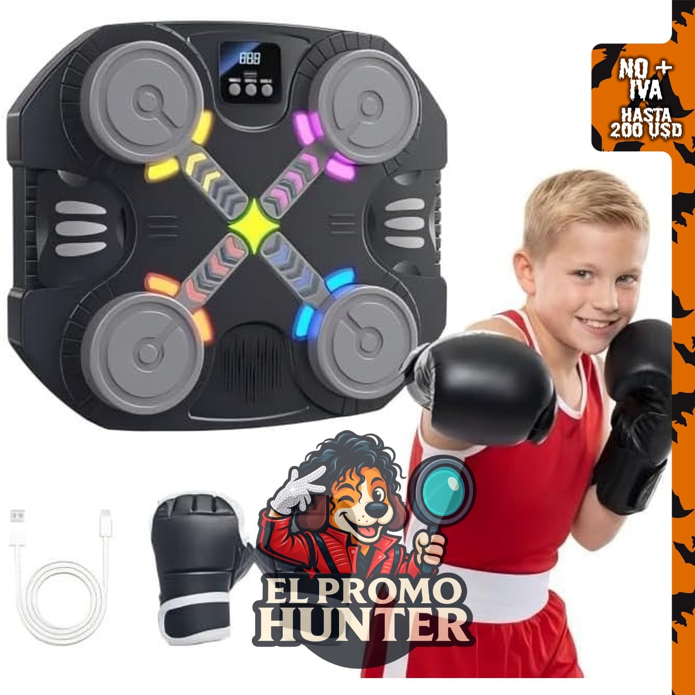Music Boxing Wall Machine para adultos y niños con luz LED y guantes de boxeo.