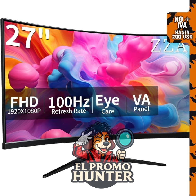 Monitor Curvo FHD de 27" (68.58 cm), Panel VA, 100Hz, 1800R, HDMI, VGA.