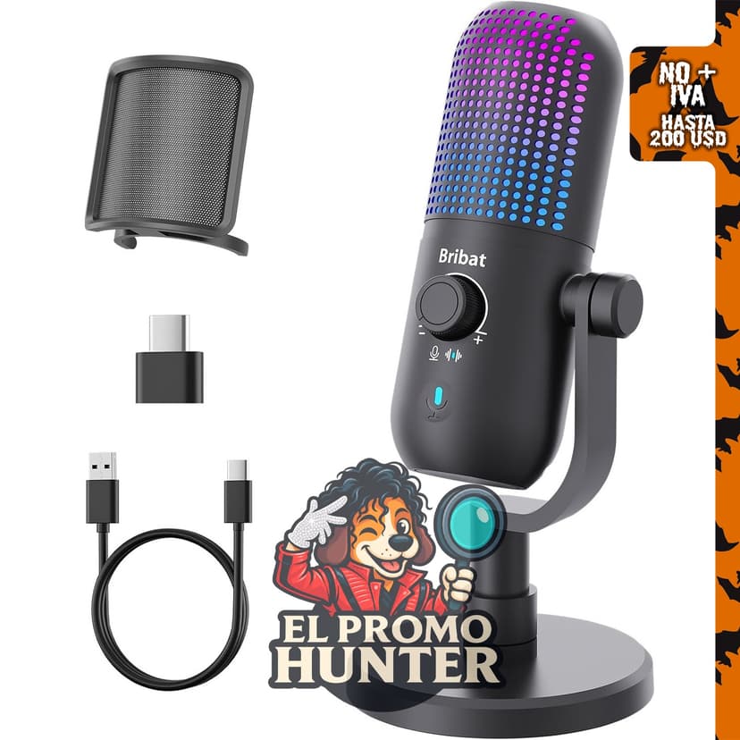 Micrófono de condensador USB BRIBAT para juegos de PC.
