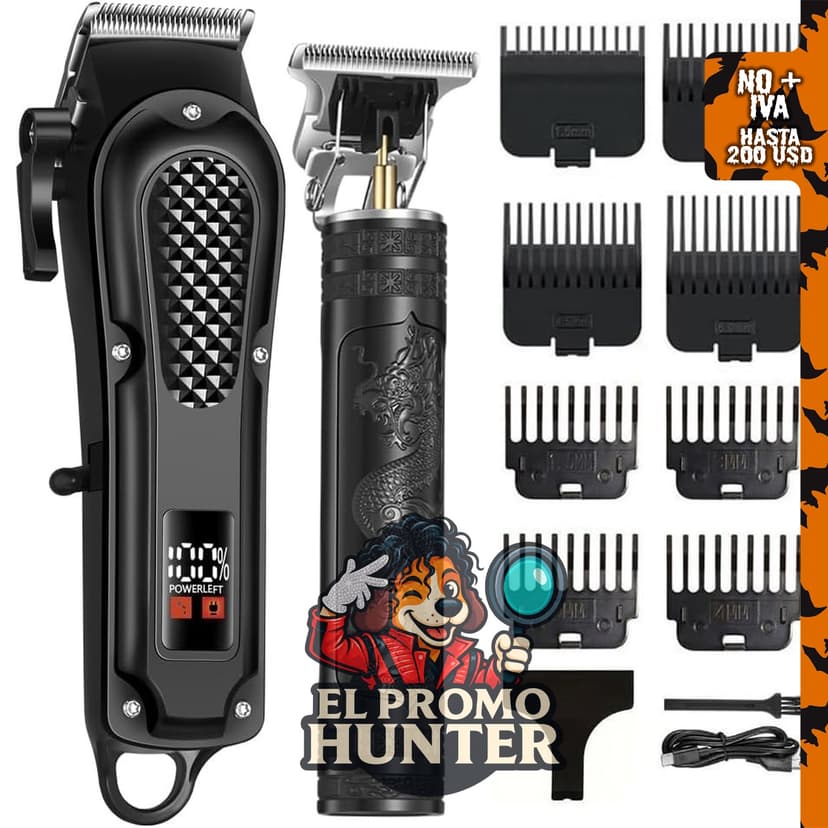 Cortadora de pelo inalámbrica LCD OIYO, recortadora de barba y kit de corte de cabello.